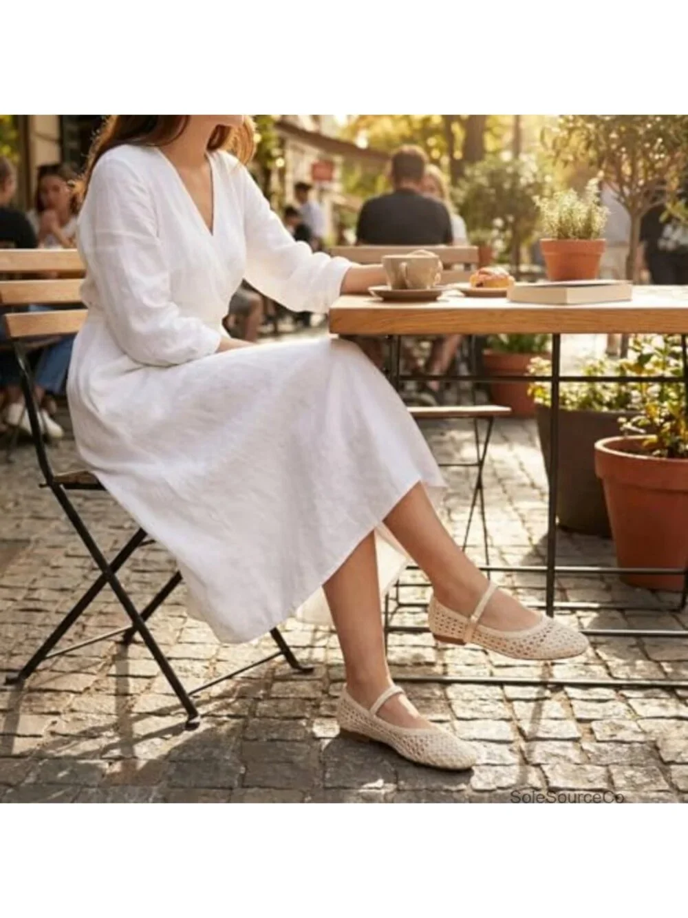 Woven Mary Jane Flats Women's Ballet Shoes Breathable Adjustable Buckle Slip